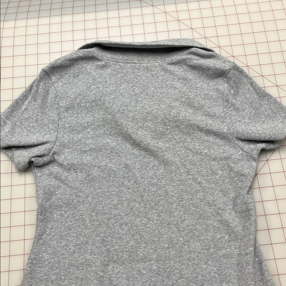 HELLO KITTY by Sanrio Polo Johnny Collar Stretch Rib Knit Grey Short SL Dress XL - Picture 11 of 16
